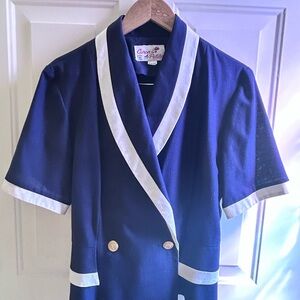 Navy Blue Blazer with White Trim